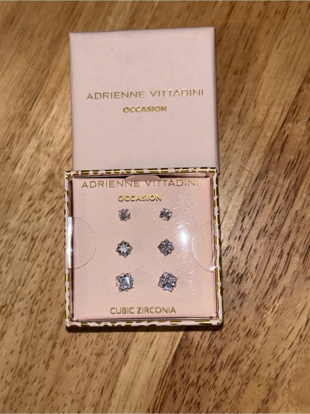 Adrienne Vittadini Pink and Silver Cubic Zirconia Stud Earring Set